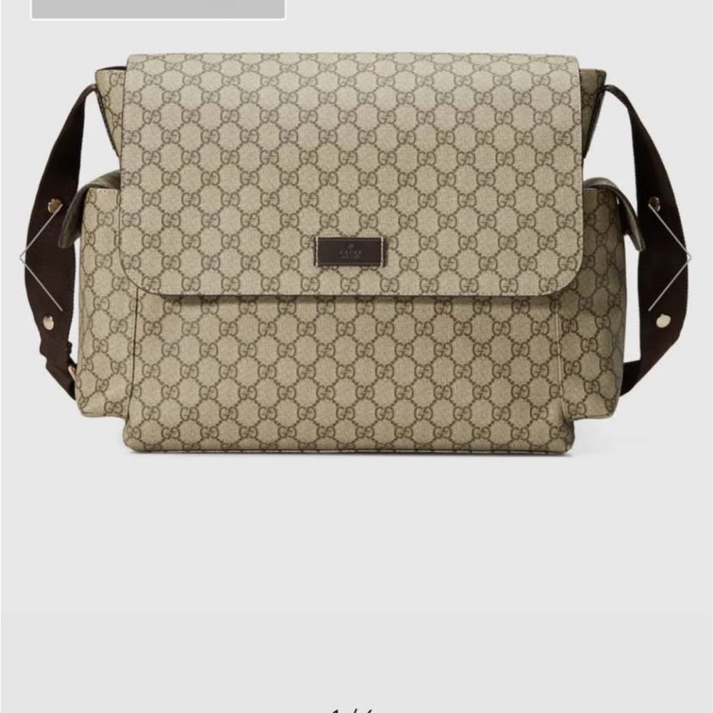 Gucci Cream and Brown Messenger Bag with GG Monogram